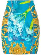 Versace Vintage Palm Baroque Printed Skirt - Blue
