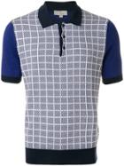 Canali Grid Knit Polo Shirt - Blue