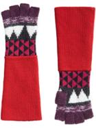 Burberry Geometric Fingerless Gloves - Red