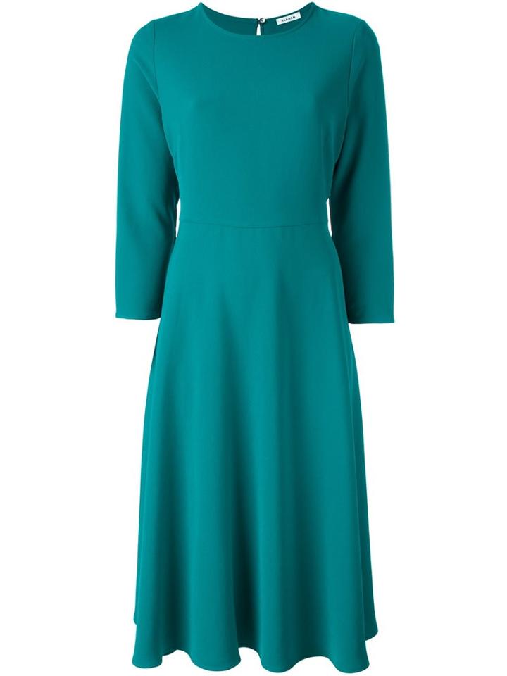 P.a.r.o.s.h. Three-quarters Sleeve Flared Dress, Women's, Size: Small, Green, Polyester/spandex/elastane