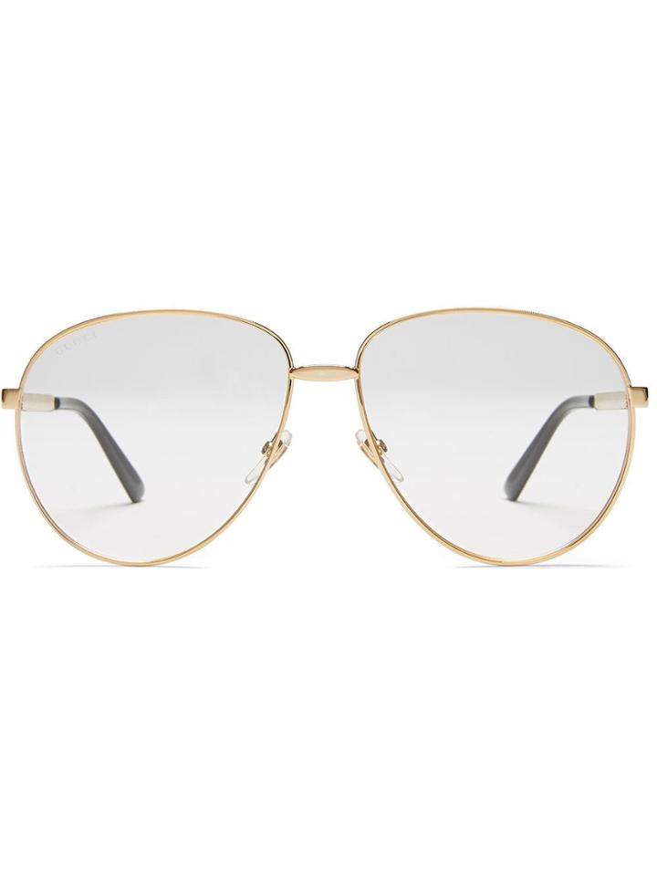 Gucci Eyewear Aviator Metal Glasses With Web - Metallic