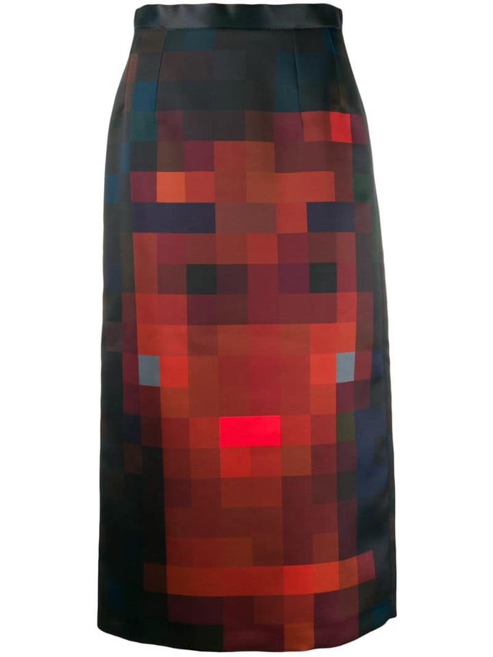 Marni Pixelated Print Skirt - Green