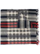Issey Miyake Cauliflower Textured Check Print Scarf - White