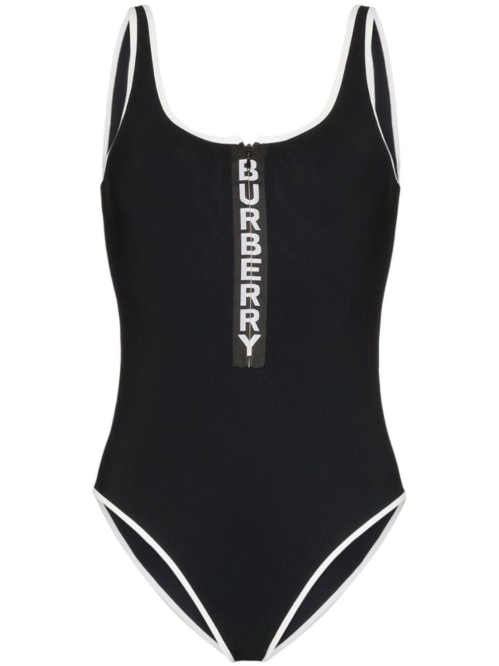 Burberry Logo Zip Swimsuit - Black