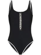Burberry Logo Zip Swimsuit - Black