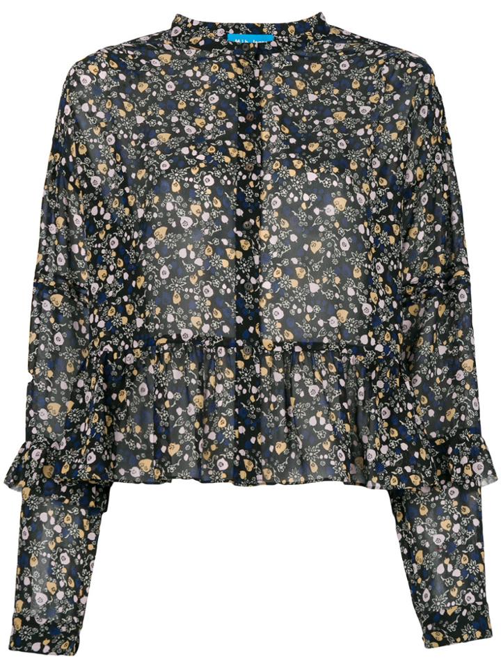 Mih Jeans Mandarin Collar Long Sleeved Blouse - Black