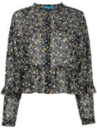 Mih Jeans Mandarin Collar Long Sleeved Blouse - Black