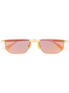 Gucci Eyewear Slim Rectangular Frame Sunglasses - Gold