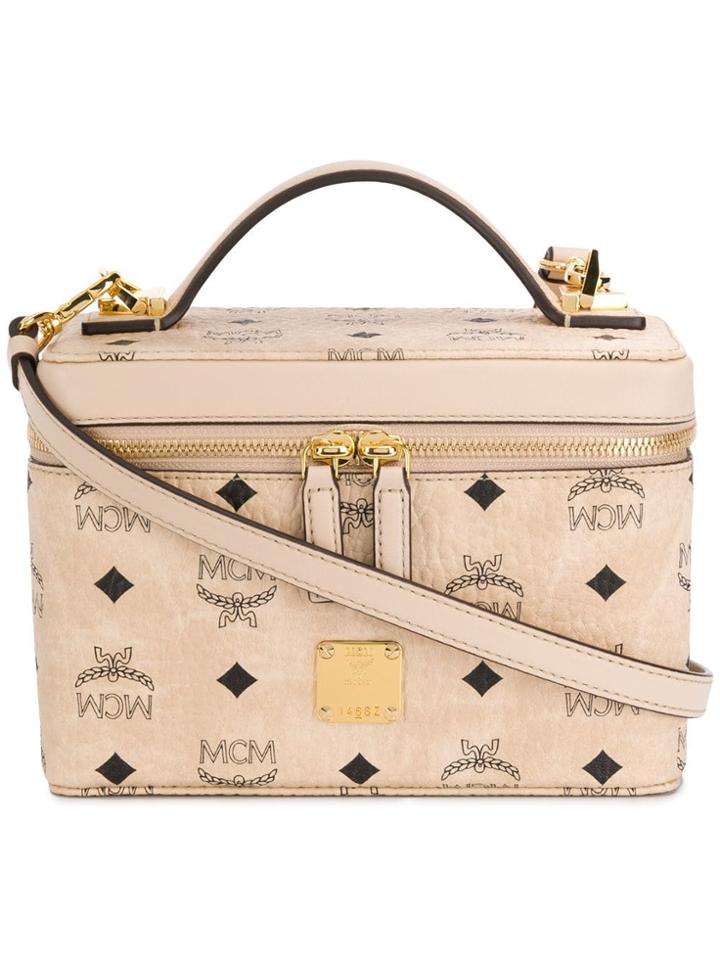 Mcm Rockstar Vanity Case In Visetos Original - Neutrals