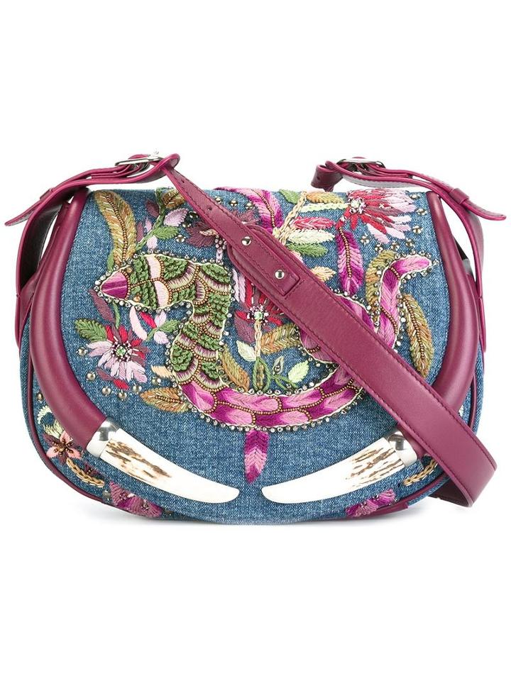 Roberto Cavalli Embellished Denim Shoulder Bag, Women's, Blue