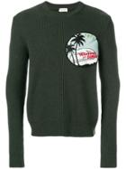 Saint Laurent Patch Ribbed Sweater - Green