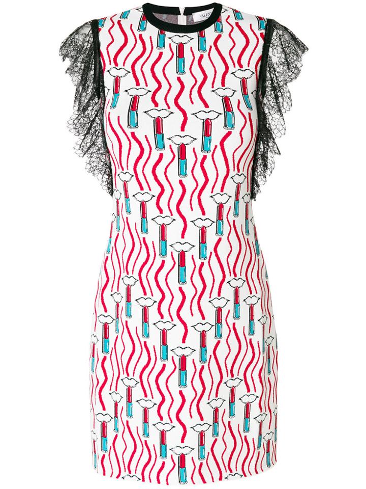 Valentino Lipstick Patterned Dress - White