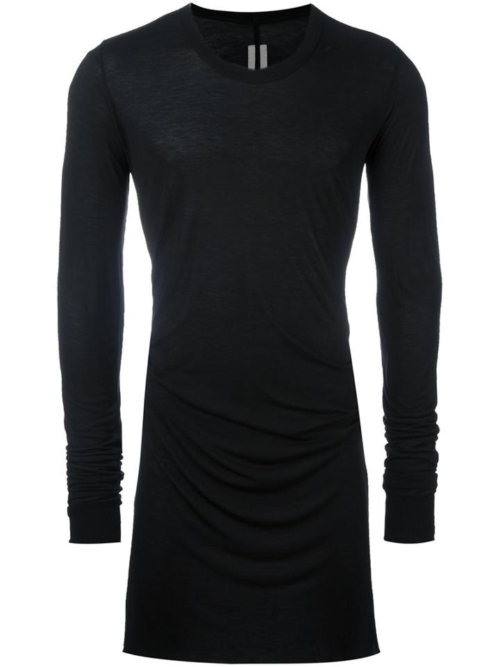 Rick Owens Long Length T-shirt, Men's, Size: Small, Black, Viscose/silk