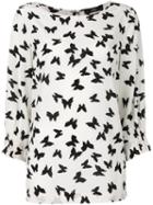Steffen Schraut - Butterflies Print Blouse - Women - Silk/spandex/elastane - 42, White, Silk/spandex/elastane
