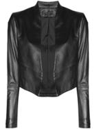 Alice+olivia Cropped Leather Jacket - Black