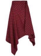 Lilly Sarti - Checked Midi Skirt - Women - Cotton - 40, Red, Cotton