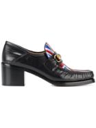 Gucci Union Jack Horsebit Loafer Heels - Black