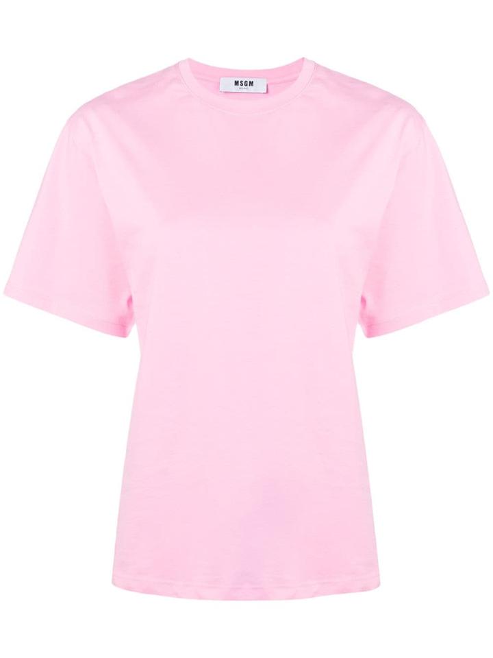 Msgm Logo Embellished T-shirt - Pink & Purple