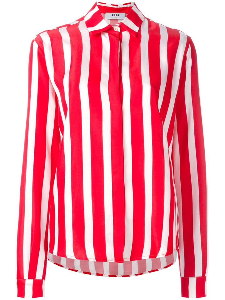 Msgm Striped Blouse, Women's, Size: 42, Red, Cotton/viscose