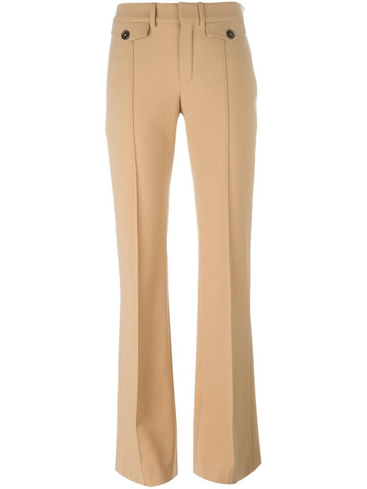 Chloé Fitted Flared Trousers, Women's, Size: 38, Brown, Silk/spandex/elastane/virgin Wool