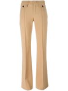 Chloé Fitted Flared Trousers, Women's, Size: 38, Brown, Silk/spandex/elastane/virgin Wool