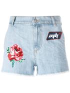 Au Jour Le Jour Denim Patch Shorts - Blue