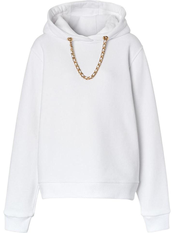 Burberry Chain Detail Cotton Hoodie - White