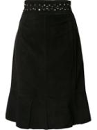 Proenza Schouler Studded Mid Length Skirt, Women's, Size: 2, Black, Suede
