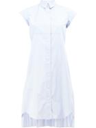 Sacai Pleated Poplin Shirt Dress, Women's, Size: 1, Blue, Cotton/polyester