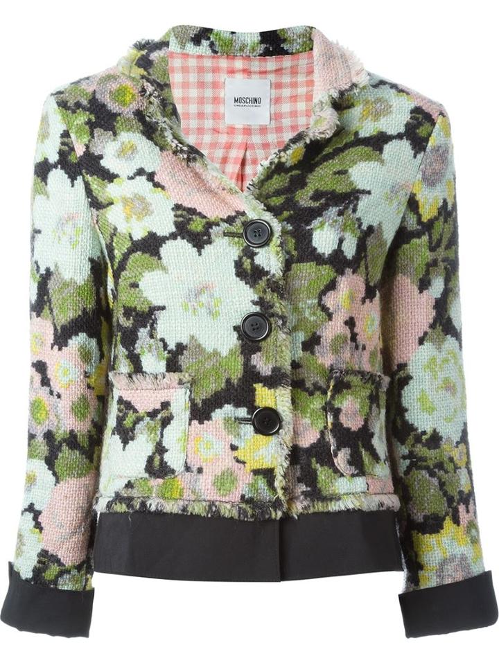 Moschino Vintage Woven Flower Print Jacket, Women's, Black