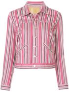 Hysteric Glamour Striped Denim Jacket - Pink & Purple
