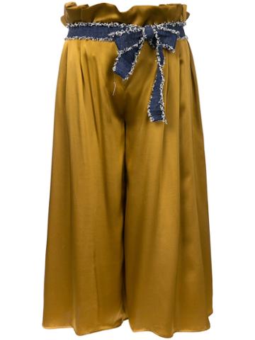 Gwen Salakaia - Wide Leg Culottes - Women - Silk/polyester - 4, Yellow/orange, Silk/polyester