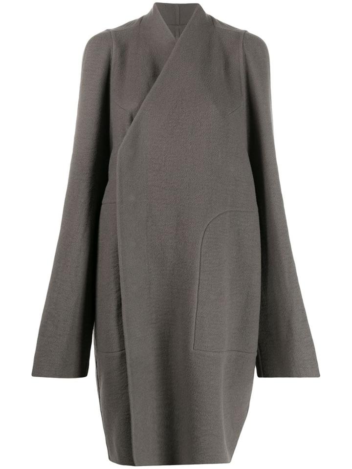 Rick Owens Larry V-neck Tusk Coat - Grey