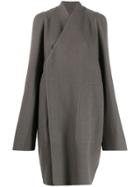 Rick Owens Larry V-neck Tusk Coat - Grey