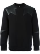 Neil Barrett Faux-leather Insert Sweatshirt, Men's, Size: Xs, Black, Cotton/lyocell/viscose/spandex/elastane