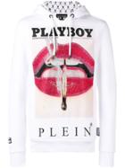 Philipp Plein X Playboy Printed Crystal Hoodie - White