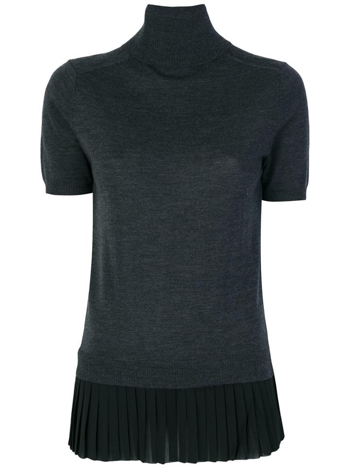 P.a.r.o.s.h. Pleated Roll Neck Knitted Top - Grey