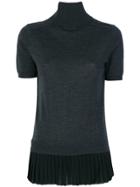 P.a.r.o.s.h. Pleated Roll Neck Knitted Top - Grey