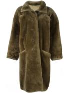Versace Vintage Oversized Faux Fur Coat - Brown
