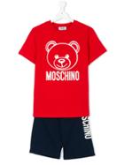 Moschino Kids Teddy Logo Print T-shirt Set - Red
