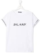 Balmain Kids Teen Metallic Print Top - White
