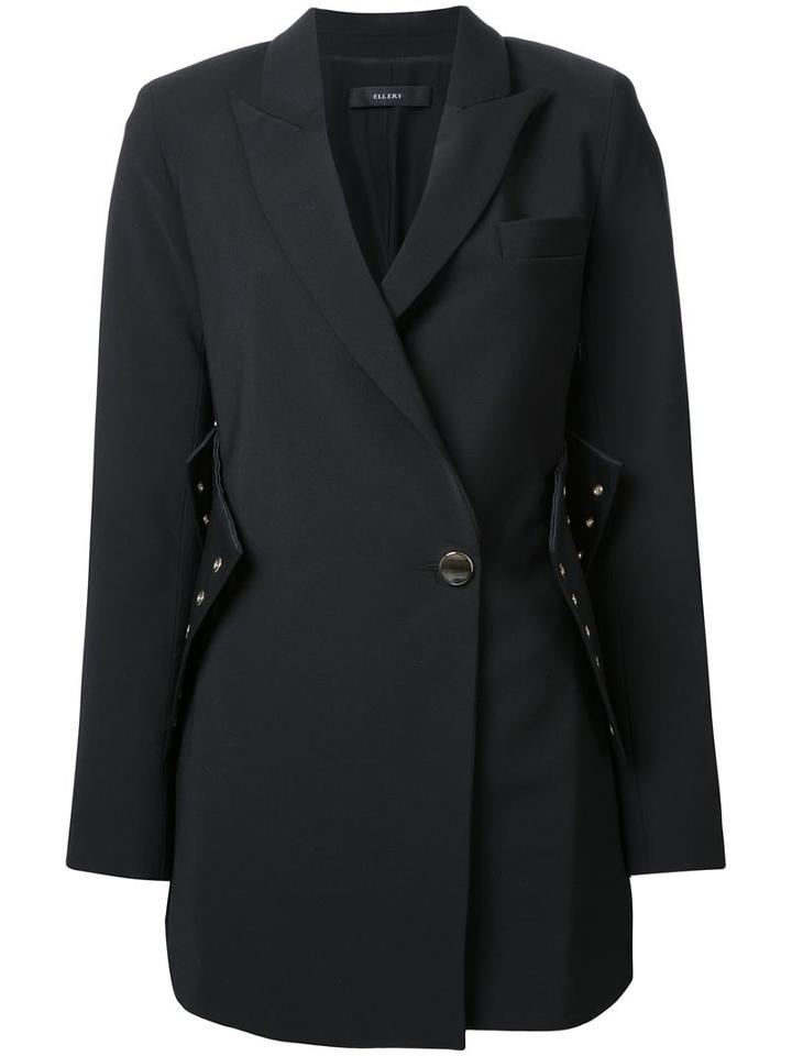 Ellery Corset Detail Coat, Women's, Size: 6, Black, Nylon/spandex/elastane/wool