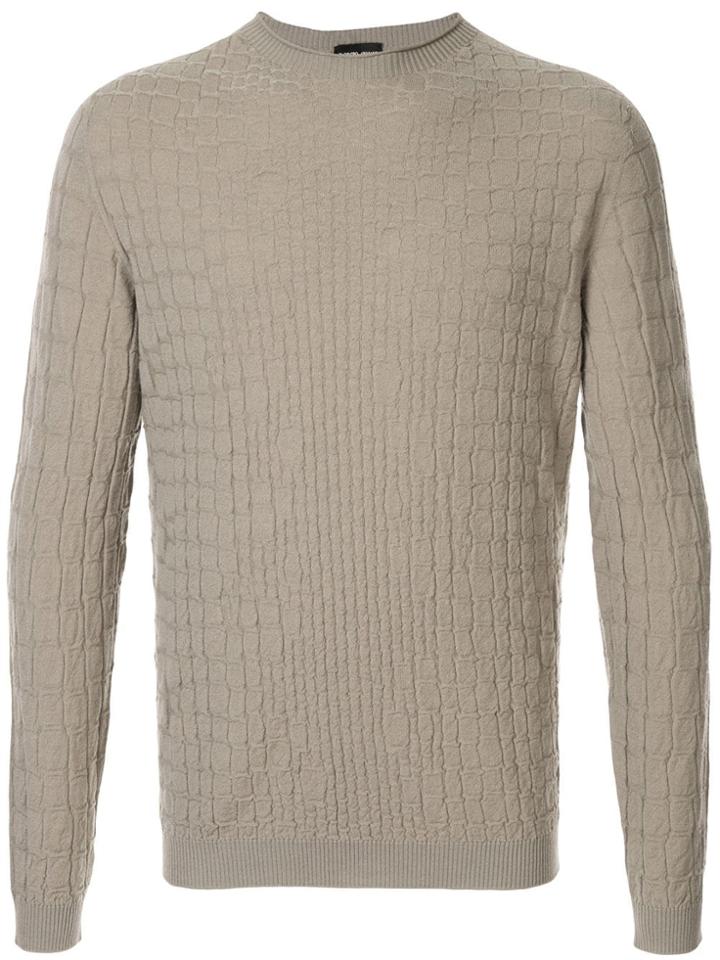 Giorgio Armani Croc Jacquard Jumper - Brown