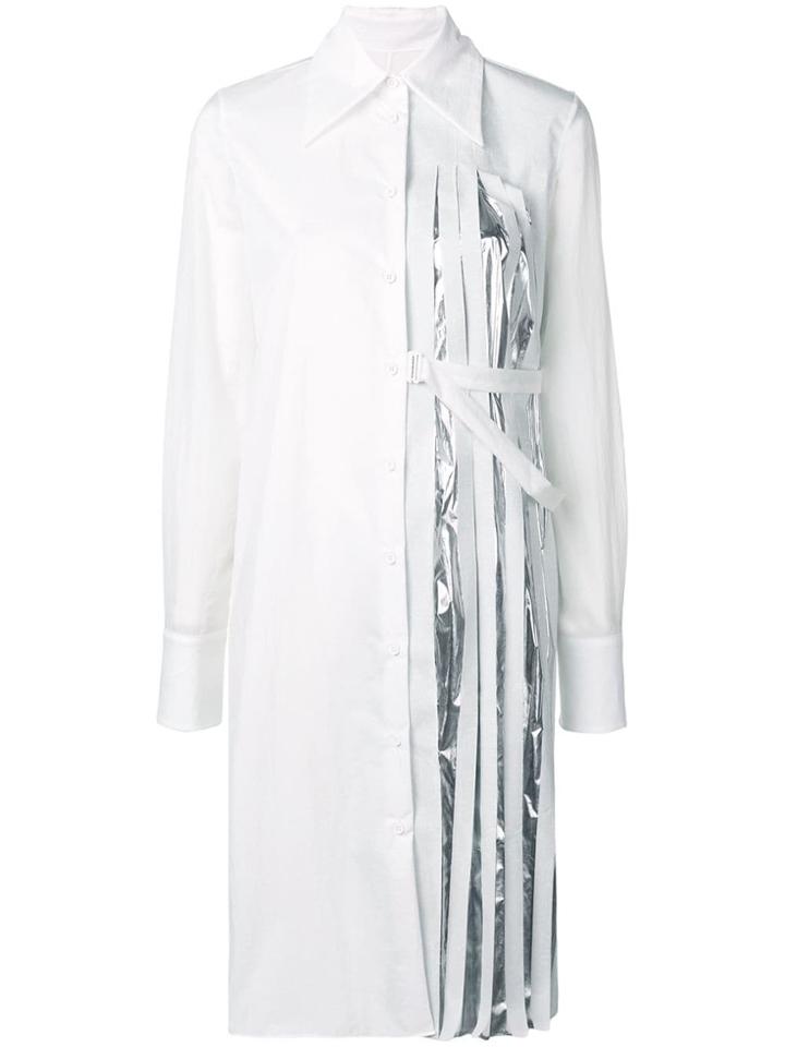 Maison Margiela Pleated Panel Shirt Dress - White