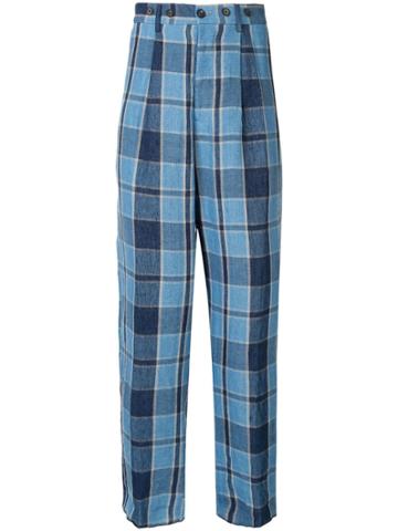 Bergfabel Check Print Trousers - Blue