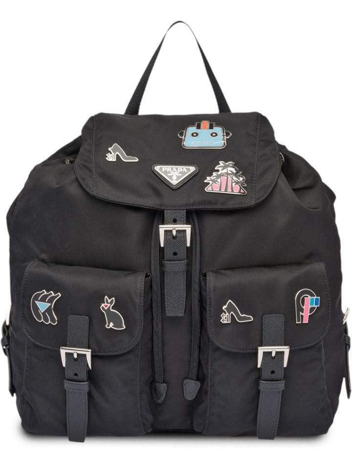 Prada Logo Fabric Backpack - Black