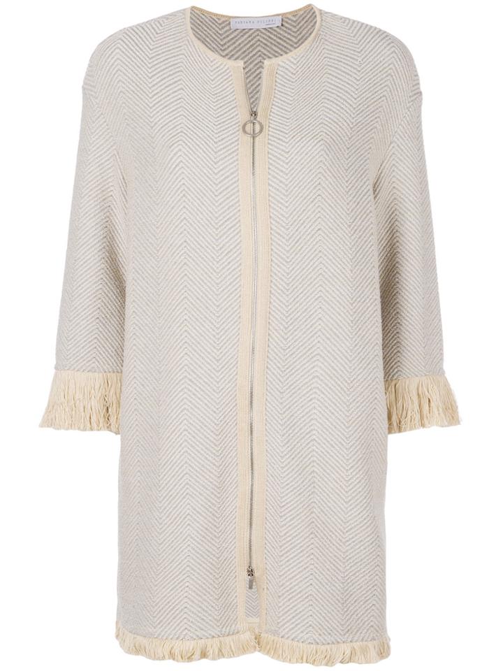 Fabiana Filippi Fringed Longline Jacket - Nude & Neutrals