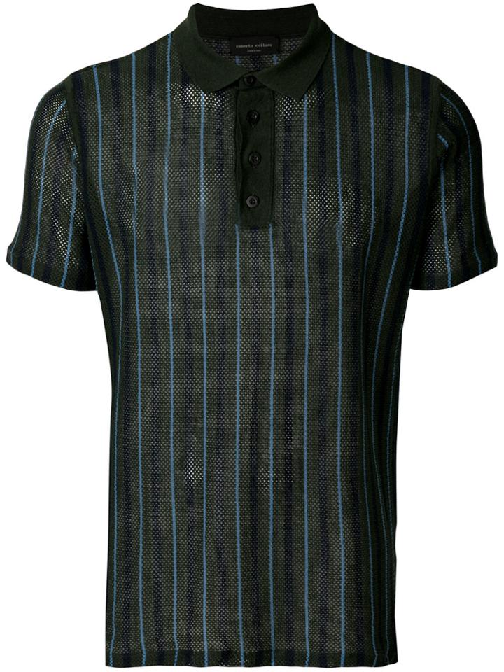 Roberto Collina Striped Polo Top - Green