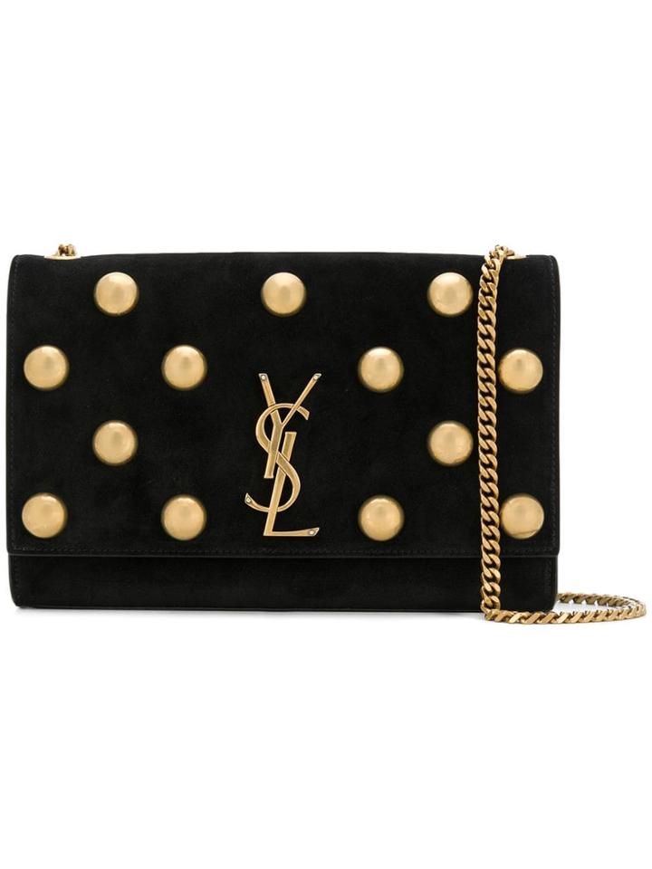 Saint Laurent Monogramme Studded Shoulder Bag - Black