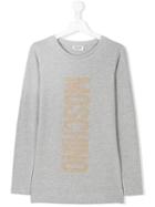 Moschino Kids - Gold Micro Stud Logo Sweatshirt - Kids - Cotton/spandex/elastane - 14 Yrs, Grey